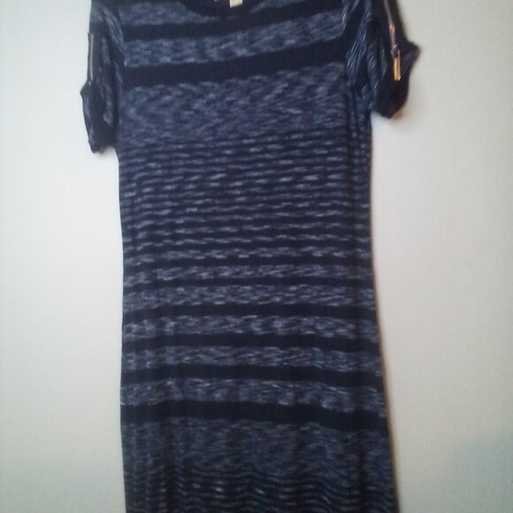 Michael Michael Kors Dress S Short Sleeve Maxi Long Stretch Side Slit Gray Black - Picture 7 of 16